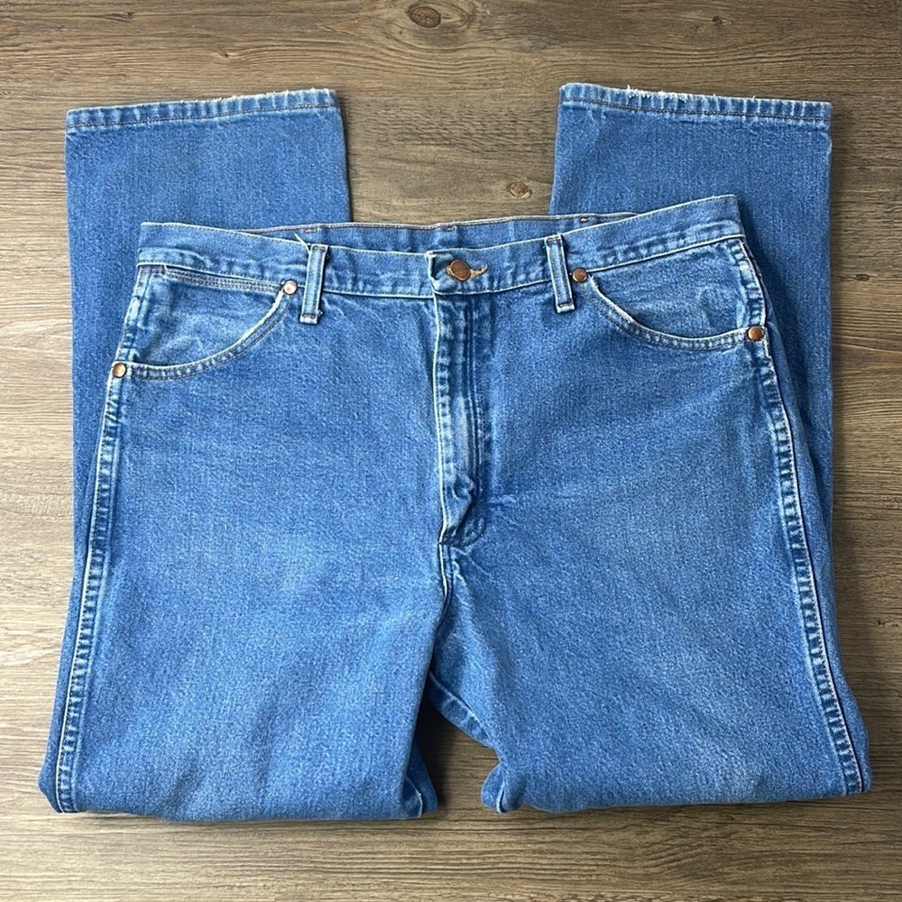 Wrangler Mens Cowboy Cut Slim Fit Blue Jeans, 936Den, size 38x30